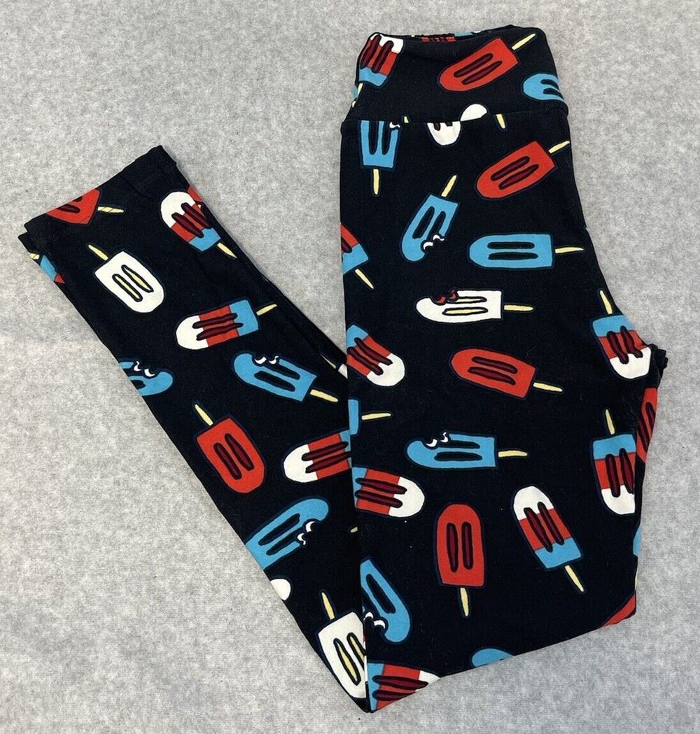 LuLaRoe Red White Blue Popsicles 4th Of July Leggings - OS (2-10)